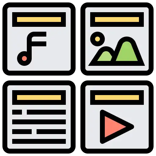 Ini adalah ikon yang mewakili dukungan karya beragam format